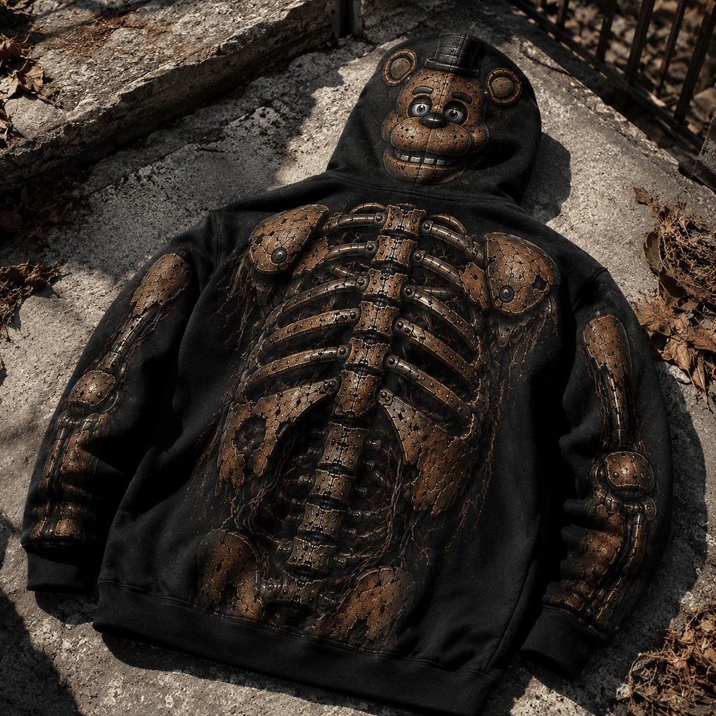 Premium Freddy Fazbear Endoskeleton Five Nights At Freddys FNAF Halloween Horror 3D Hoodie 3