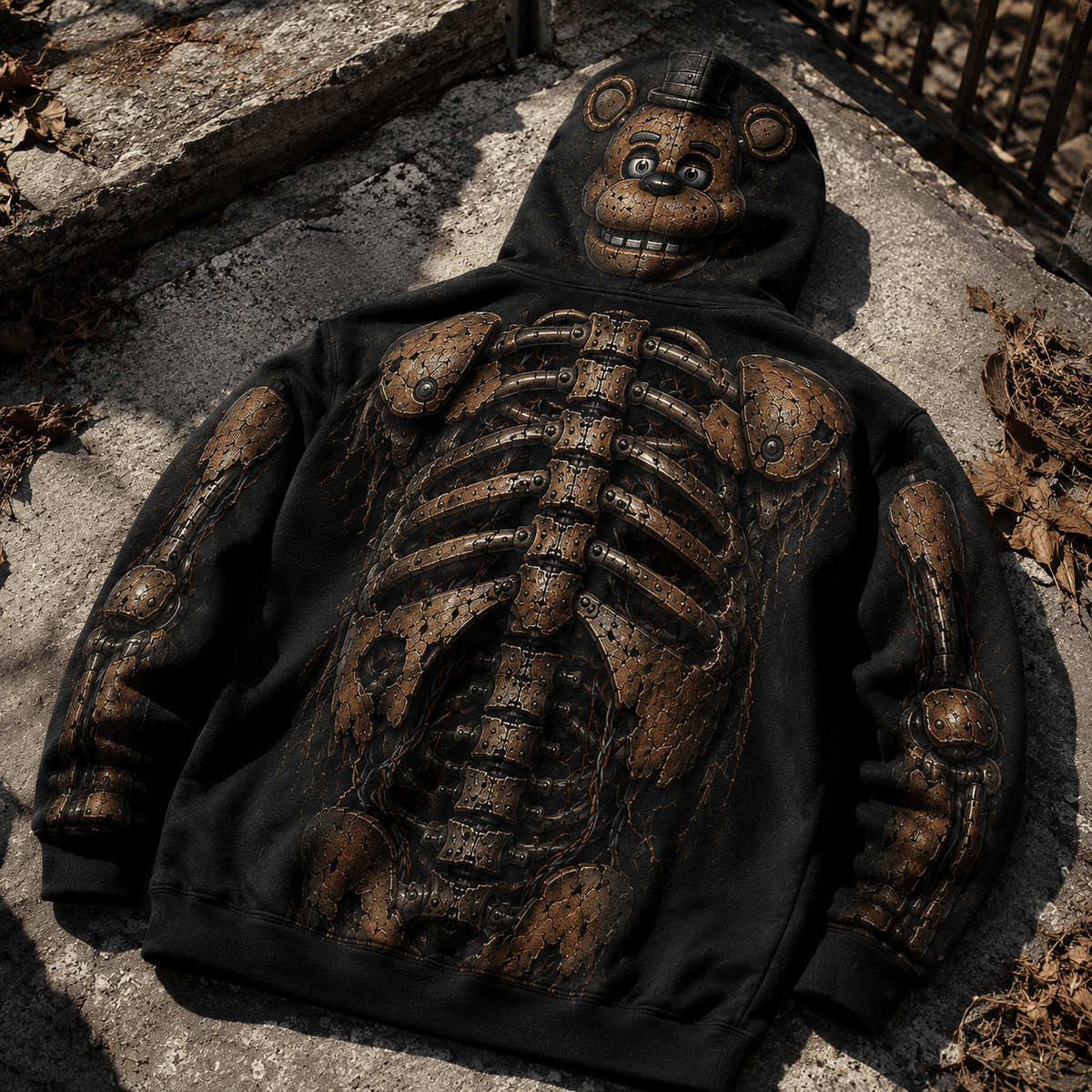 Premium Freddy Fazbear Endoskeleton Five Nights At Freddys FNAF Halloween Horror 3D Hoodie 3
