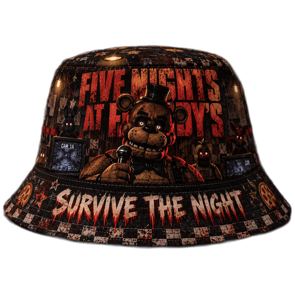 Premium Freddy Fazbear Survive The Night Horror Game Graphic Bucket Hat NDN 1