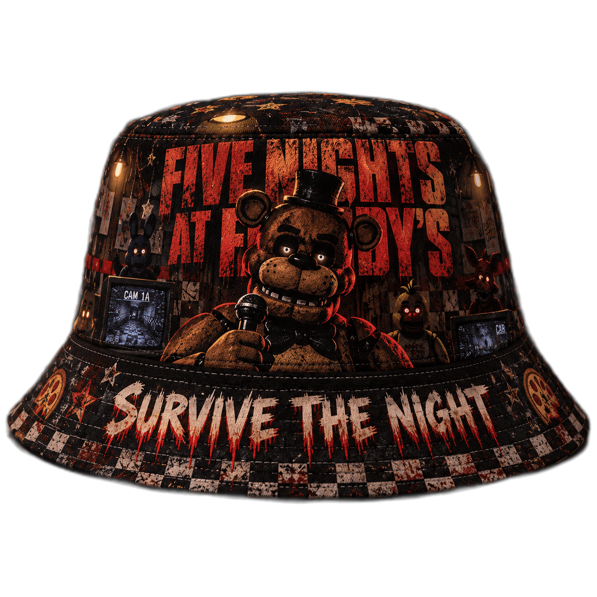 Premium Freddy Fazbear Survive The Night Horror Game Graphic Bucket Hat NDN 1
