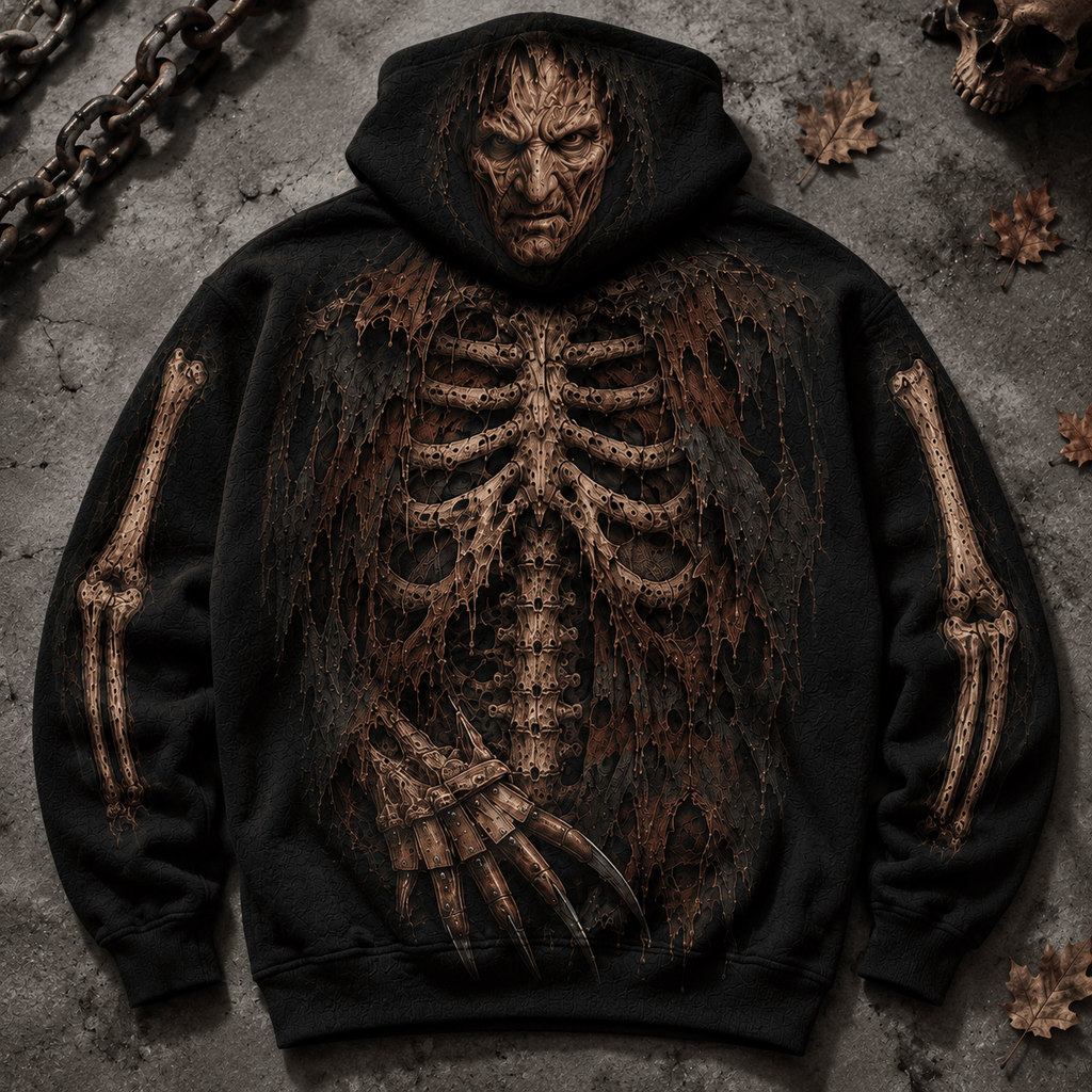 Premium Freddy Krueger Skeleton Nightmare on Elm Street Halloween Horror 3D Hoodie 4