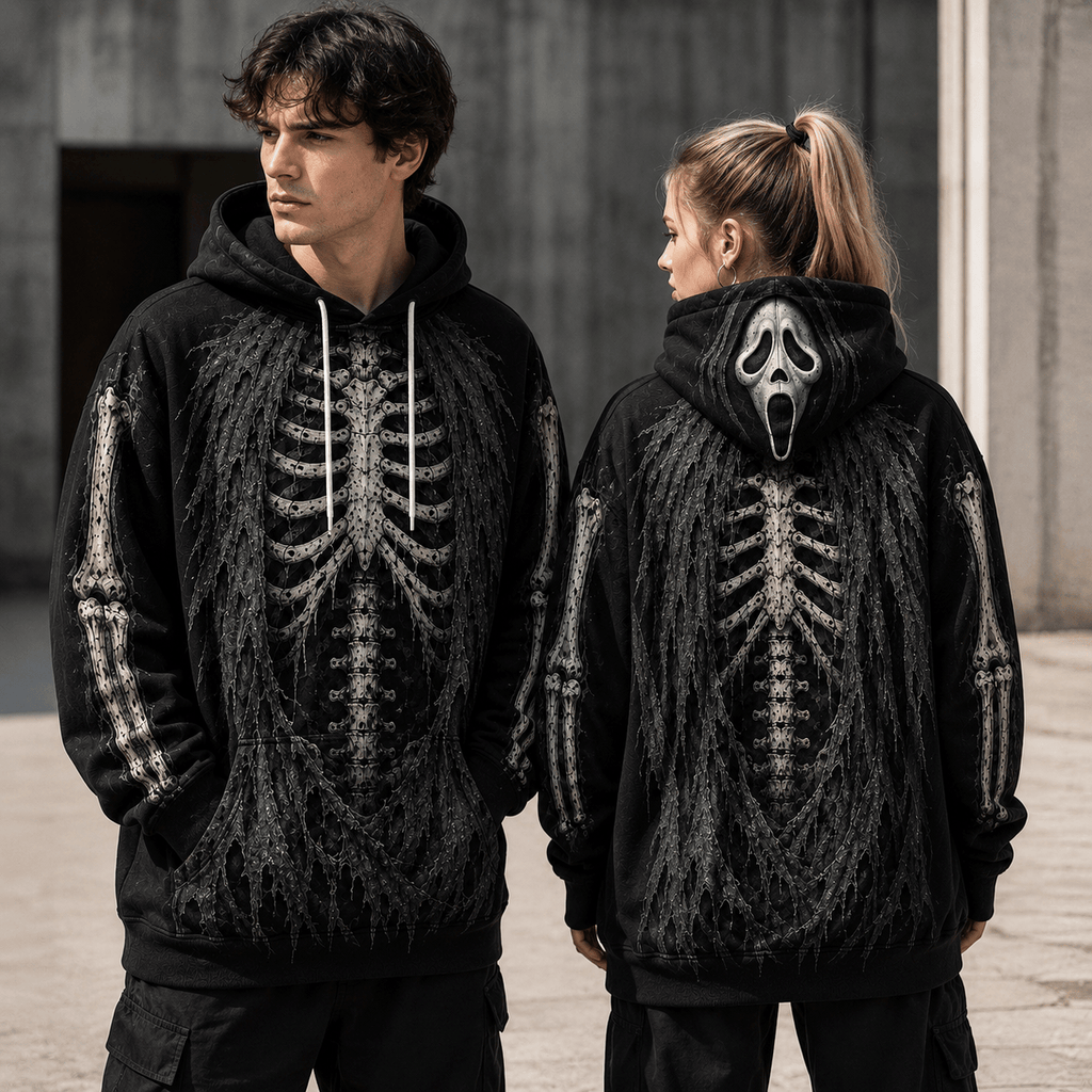 Premium Ghostface Scream Skeleton Halloween Horror 3D Hoodie 2