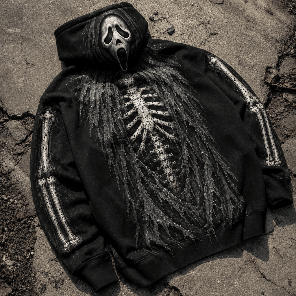 Premium Ghostface Scream Skeleton Halloween Horror 3D Hoodie 3