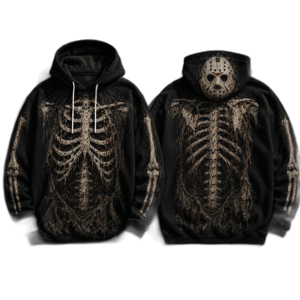 Premium Jason Voorhees Skeleton Friday The 13th Halloween Horror 3D Hoodie 1