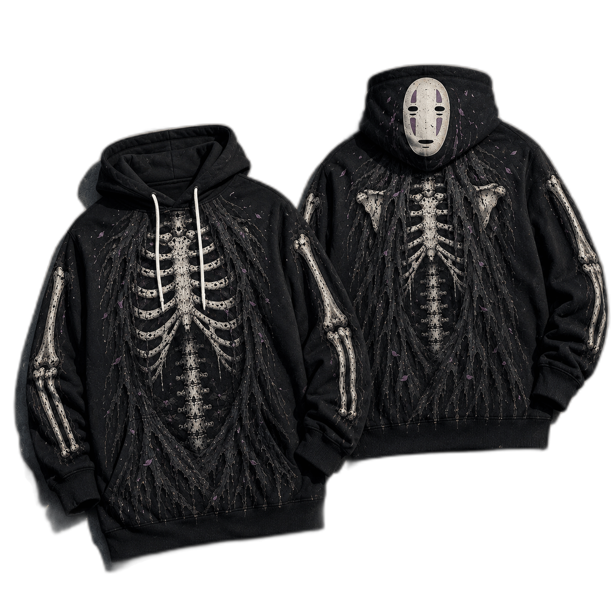 Premium No Face Kaonashi Skeleton Spirited Away Anime Halloween 3D Hoodie 1