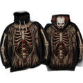 Premium Pennywise IT Clown Skeleton Halloween Horror 3D Hoodie 1