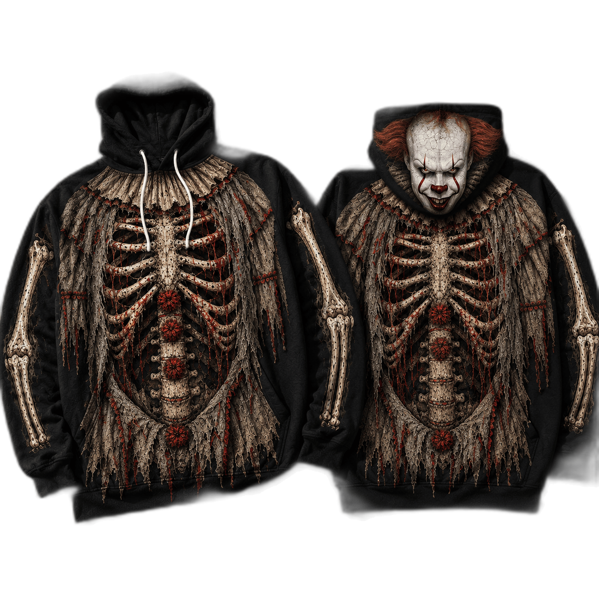 Premium Pennywise IT Clown Skeleton Halloween Horror 3D Hoodie 1