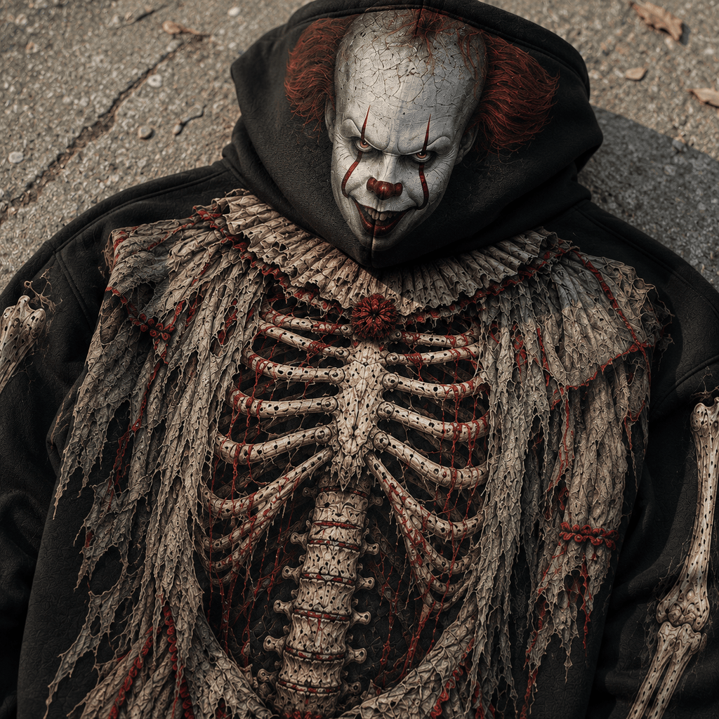 Premium Pennywise IT Clown Skeleton Halloween Horror 3D Hoodie 4