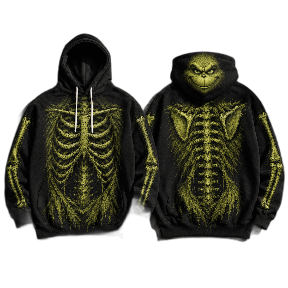 Premium The Grinch Skeleton Halloween Christmas Horror 3D Hoodie 1