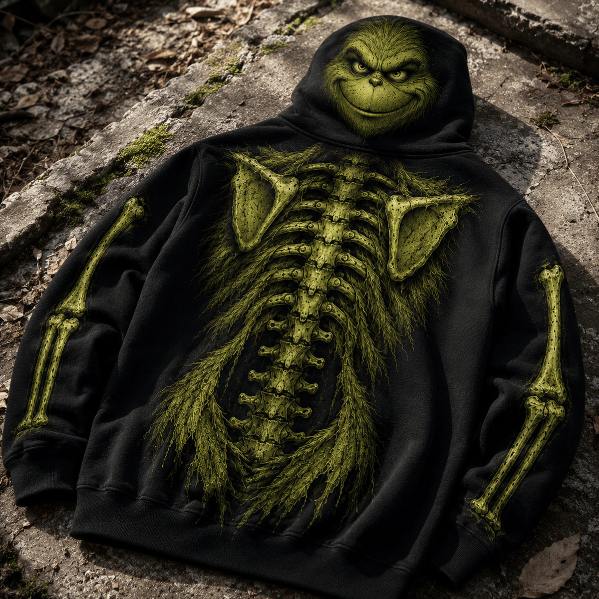 Premium The Grinch Skeleton Halloween Christmas Horror 3D Hoodie 4