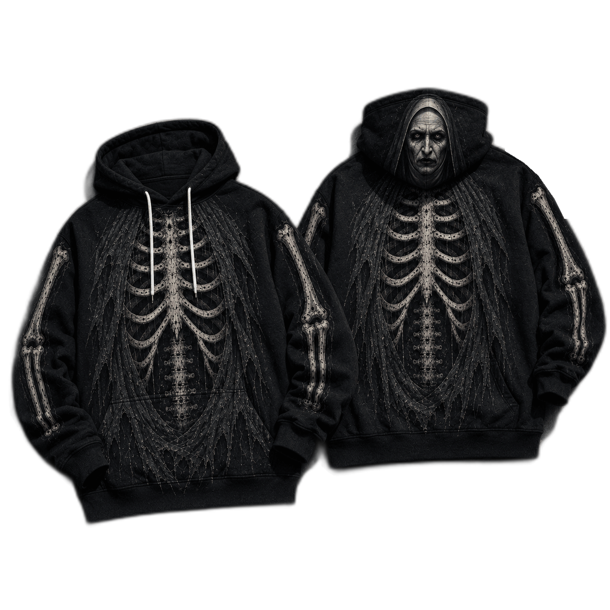 Premium Valak The Nun Conjuring Skeleton Halloween Horror 3D Hoodie 1