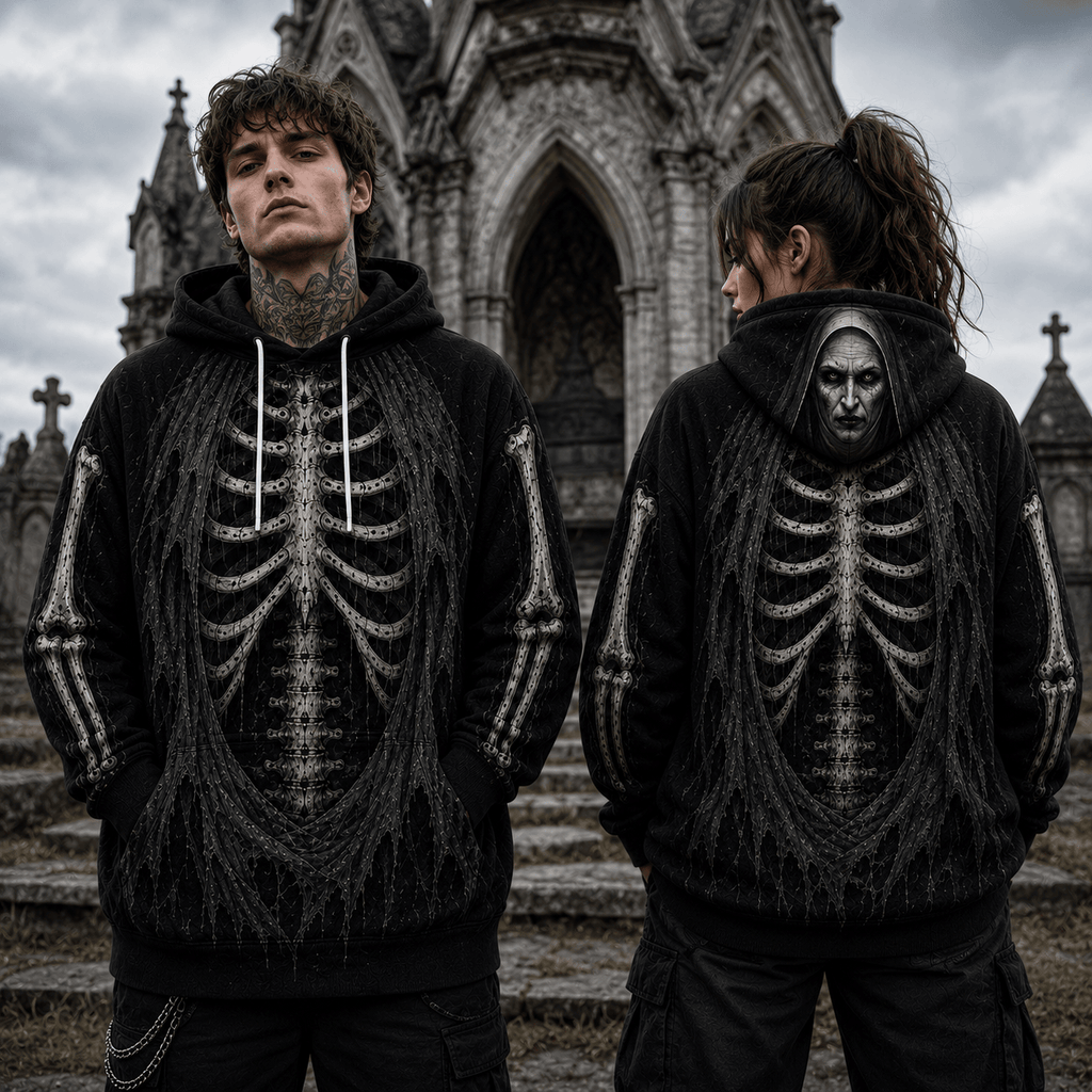 Premium Valak The Nun Conjuring Skeleton Halloween Horror 3D Hoodie 2