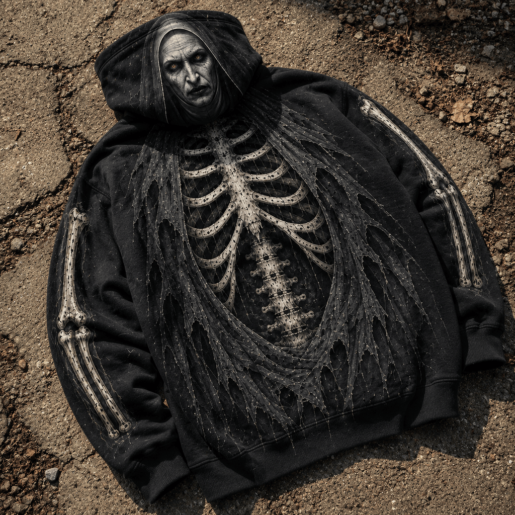 Premium Valak The Nun Conjuring Skeleton Halloween Horror 3D Hoodie 3