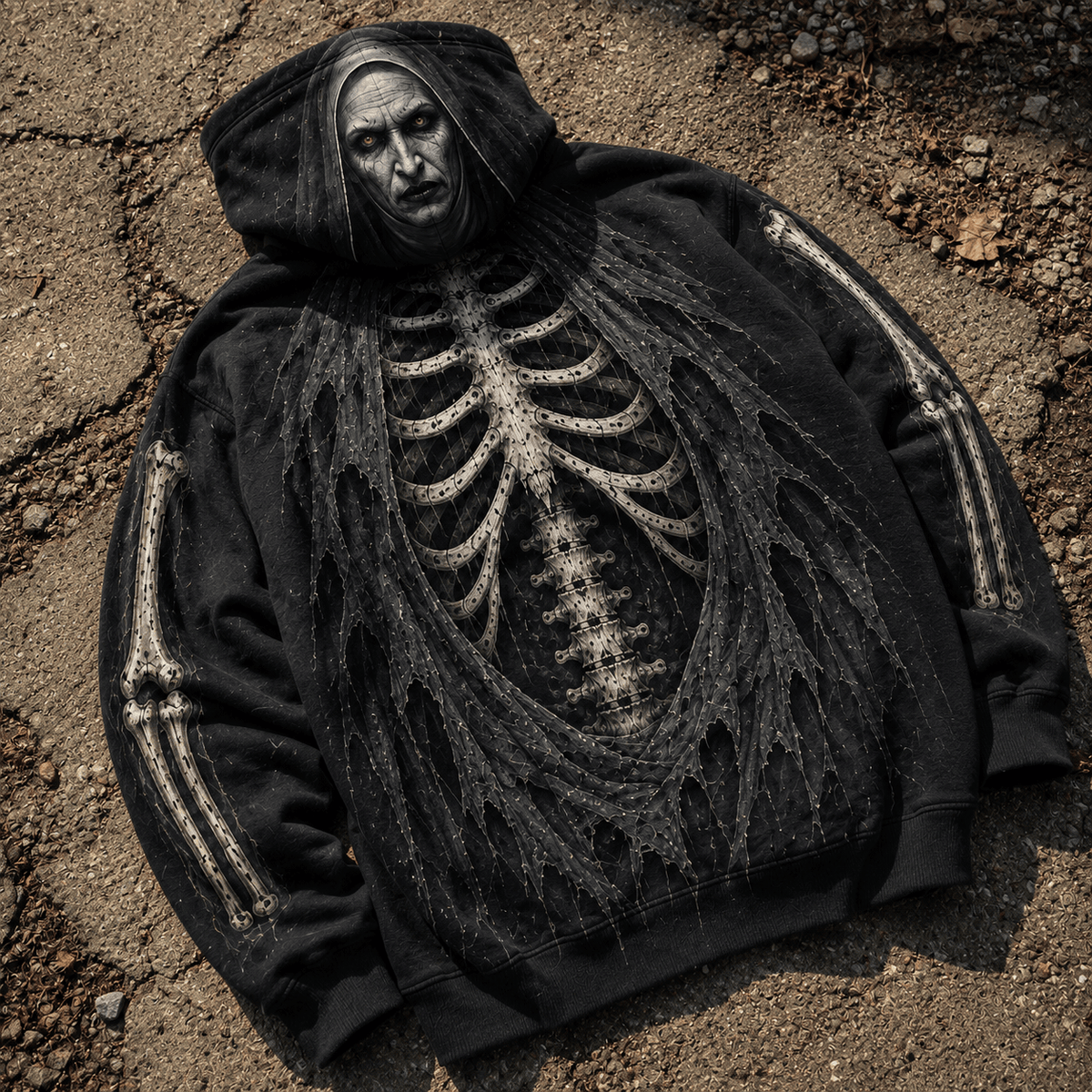 Premium Valak The Nun Conjuring Skeleton Halloween Horror 3D Hoodie 3