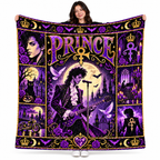 Prince Purple Crown And Moon Silhouette Fleece Blanket For Mystical Movie Nights NDN 1