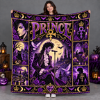 Prince Purple Crown And Moon Silhouette Fleece Blanket For Mystical Movie Nights NDN 2