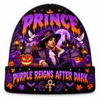 Prince Purple Reign Graphic Print Knit Beanie for After Dark Halloween Concert Nights NDN 1