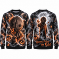 Pumpkin Scarecrow Glow Always Follow The Rules Sweater for Harvest Night Fans NDN 1