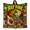 Rat Fink Green Hot Rod Monster Fleece Blanket For Wild Halloween Movie Nights NDN 1
