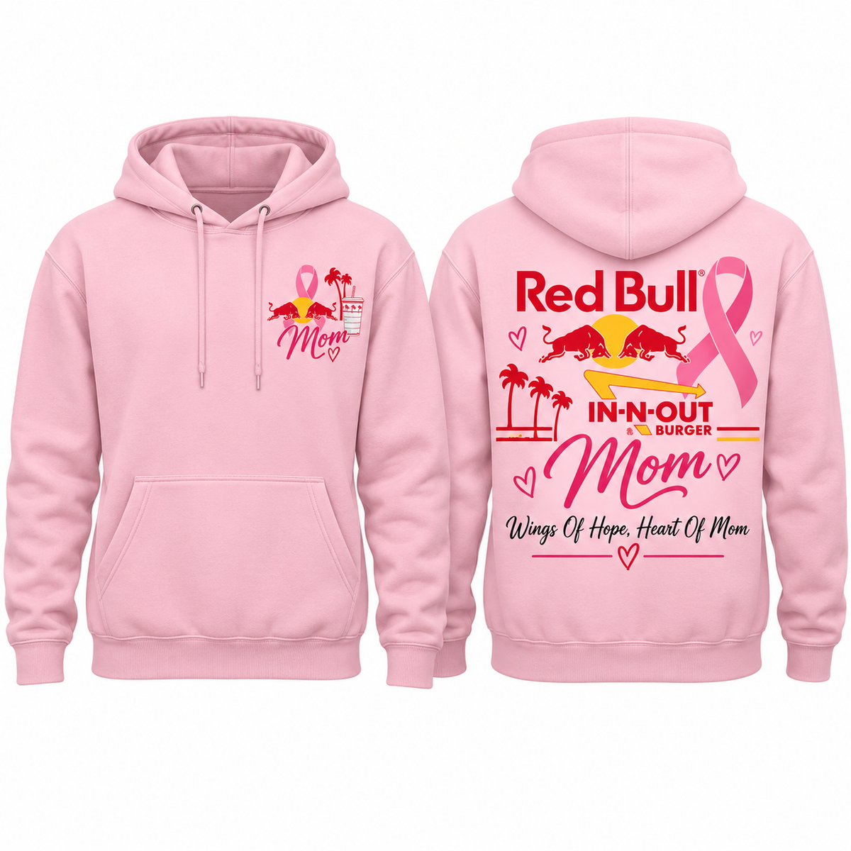 Red Bull In N Out Pink Ribbon Mom Hoodie NTH1 for Breast Cancer Awareness Supporters 1