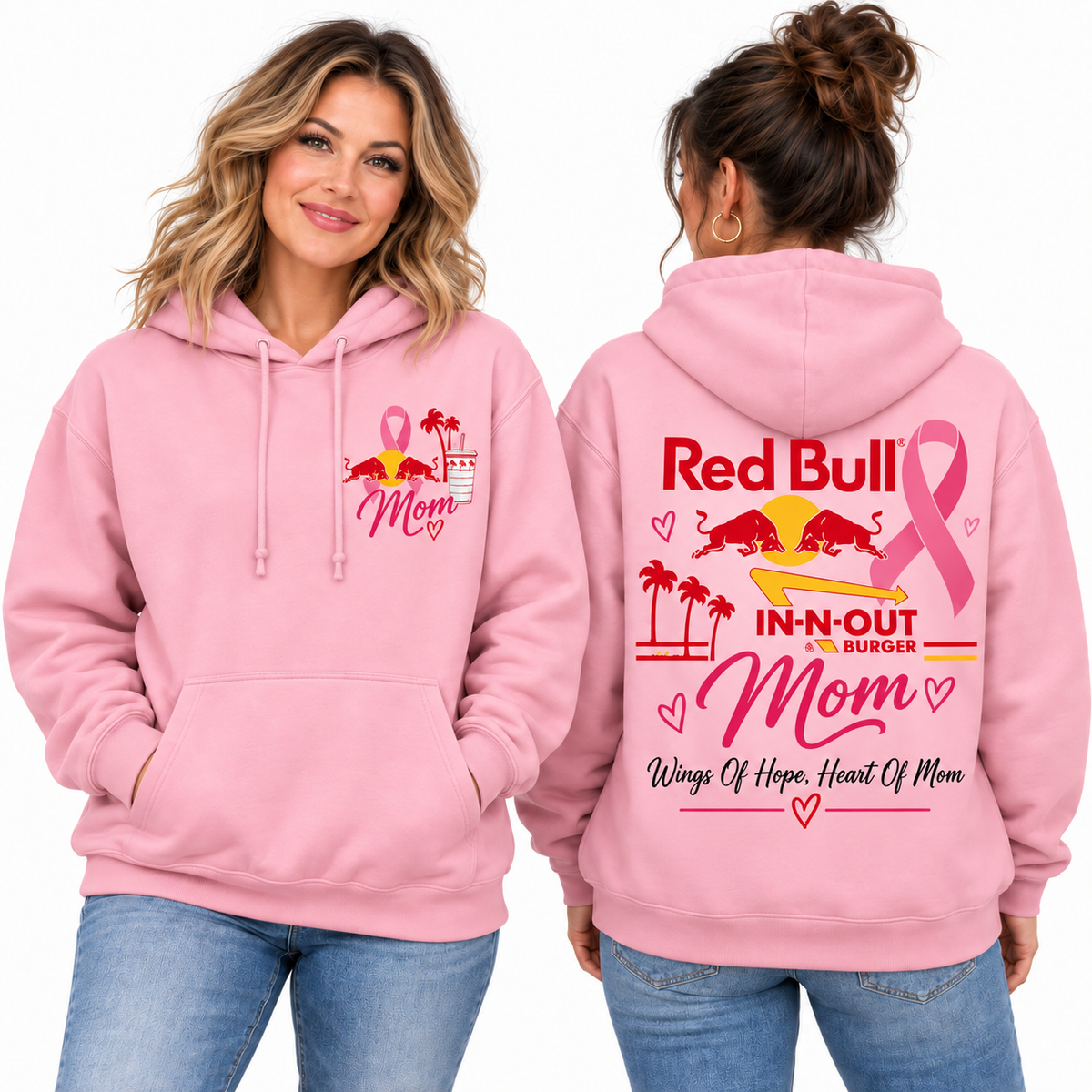 Red Bull In N Out Pink Ribbon Mom Hoodie NTH1 for Breast Cancer Awareness Supporters 2