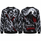 Red Cape Vampire Immortal By Darkness Black Sweater for Gothic Castle Night Fans NDN 1