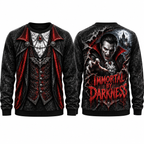 Red Vest Vampire Cape Immortal By Darkness Black Sweater for Gothic Night Fans NDN 1