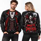Red Vest Vampire Cape Immortal By Darkness Black Sweater for Gothic Night Fans NDN 2