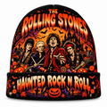 Rolling Stones Haunted Flames Graphic Print Knit Beanie for Rock Night Crowds NDN 1