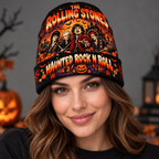 Rolling Stones Haunted Flames Graphic Print Knit Beanie for Rock Night Crowds NDN 3