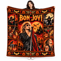 Rolling Stones Orange Tongue Moon Fleece Blanket For Halloween Rock City Nights NDN 1