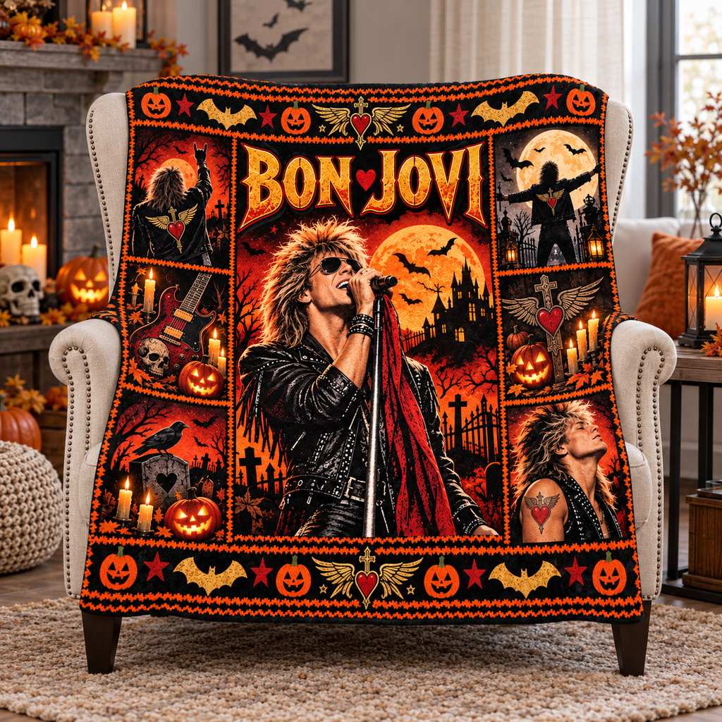 Rolling Stones Orange Tongue Moon Fleece Blanket For Halloween Rock City Nights NDN 3