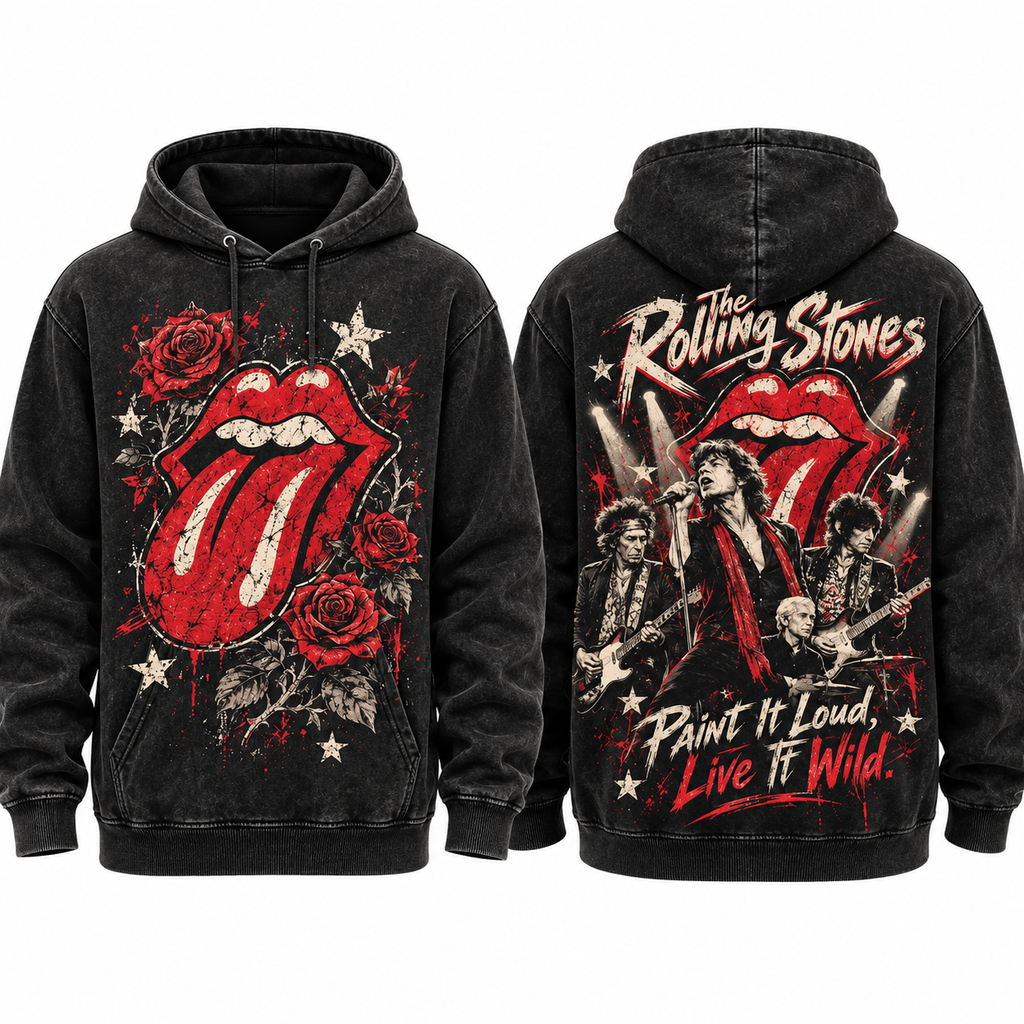 Rolling Stones Tongue And Roses Peace Is Loud Live It Wild Hoodie for Classic Rock Fans NDN 1