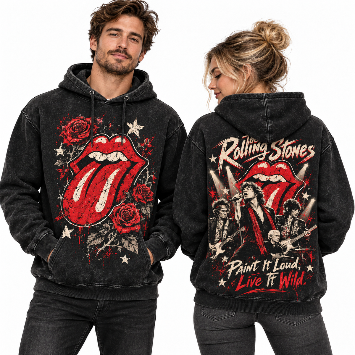 Rolling Stones Tongue And Roses Peace Is Loud Live It Wild Hoodie for Classic Rock Fans NDN 2