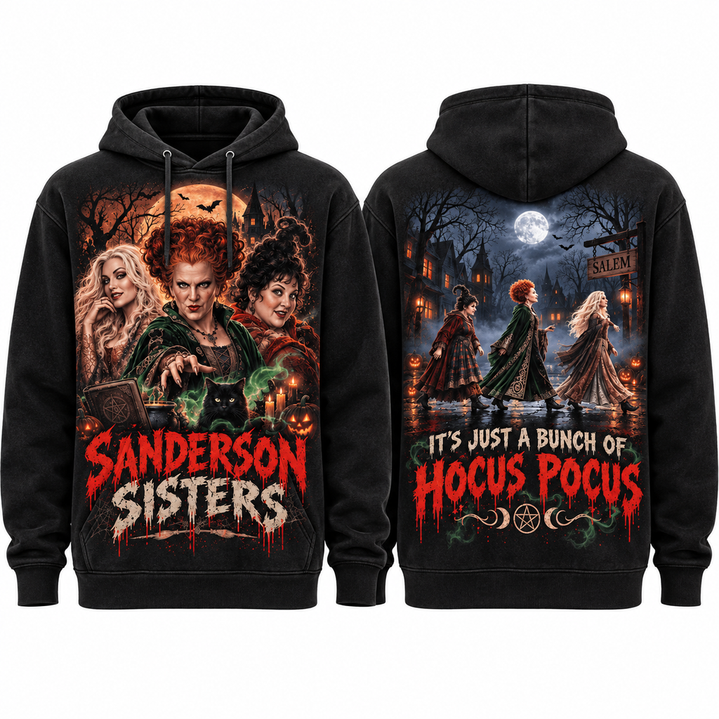 Sanderson Sisters Three Witches Just A Bunch Of Hocus Pocus Hoodie for Witch Movie Fans NDN 1