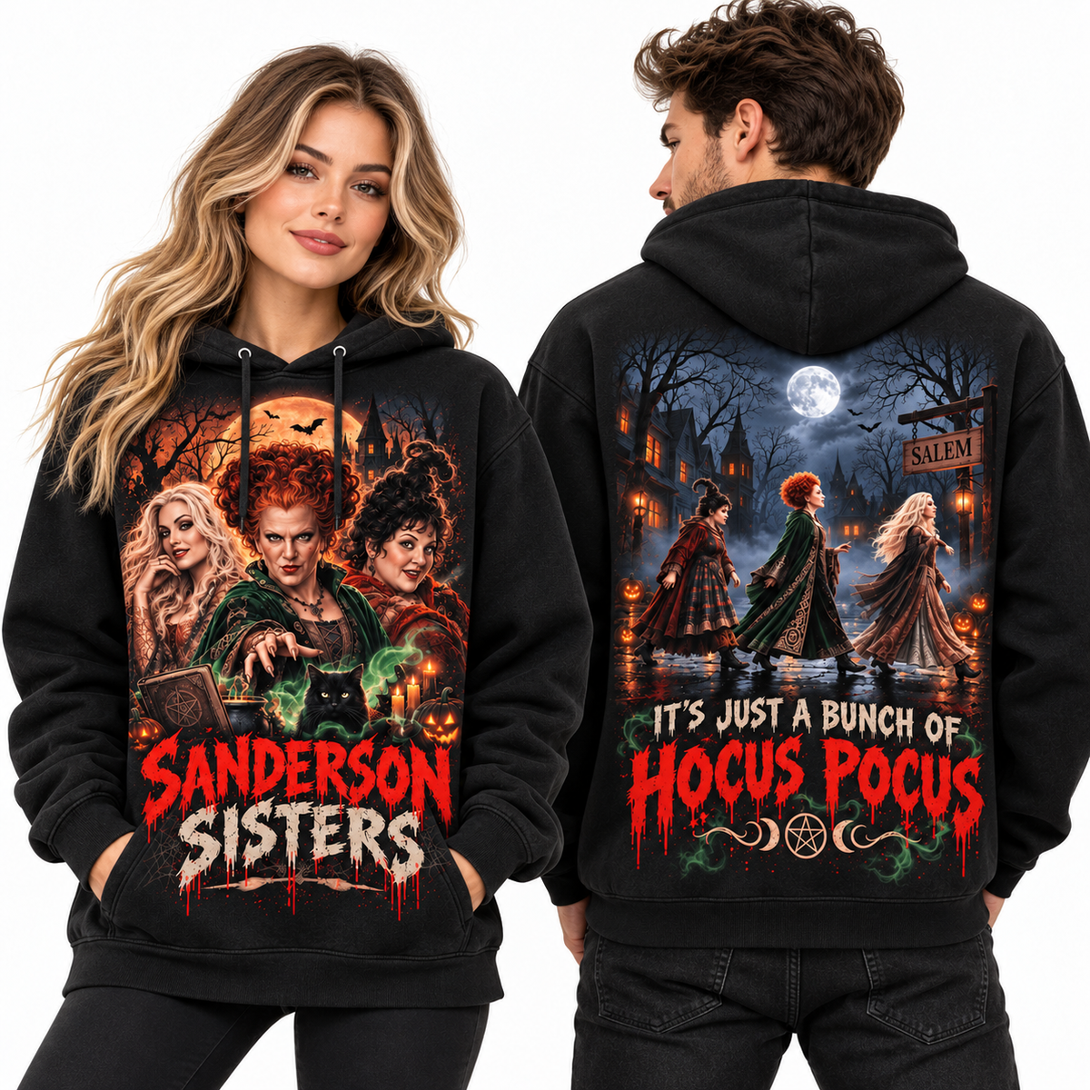 Sanderson Sisters Three Witches Just A Bunch Of Hocus Pocus Hoodie for Witch Movie Fans NDN 2