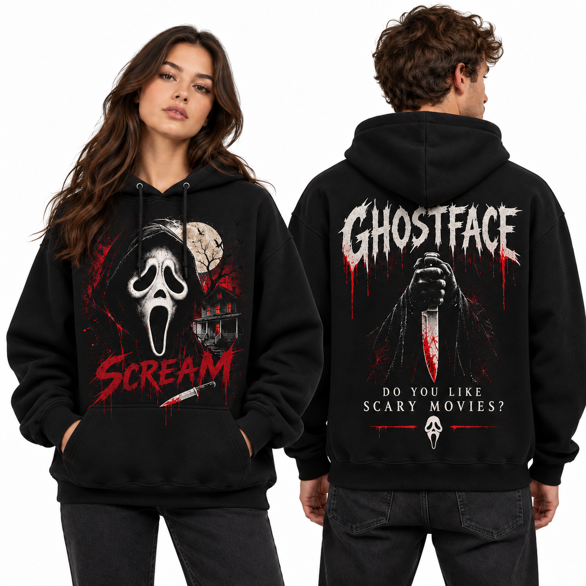 Scream Ghostface Mask Halloween Hoodie NTH1 for Horror Fans Who Love Classic Whodunits 2