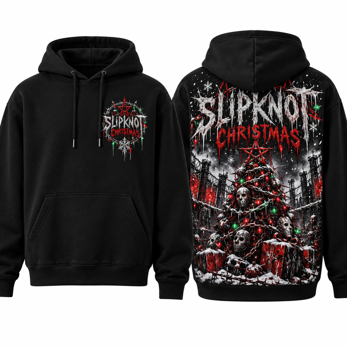 Slipknot Christmas Horror Winter Hoodie NTH1 for Metal Fans Who Love Dark Holiday Art 1