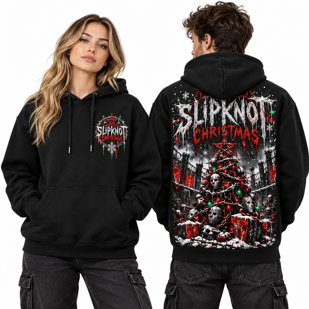 Slipknot Christmas Horror Winter Hoodie NTH1 for Metal Fans Who Love Dark Holiday Art 2