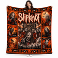 Slipknot Grey Orange Masked Figures Fleece Blanket For Dark Halloween Nights NDN 1