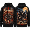 Slipknot Masks Fire Chaos Lives Under The Full Moon Scene Hoodie for Masked Metal Fans NDN 1