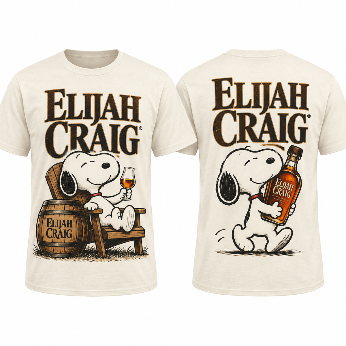 Snoopy Elijah Craig Bourbon Barrel 3D Shirt for Whiskey Fans Who Appreciate Vintage Style 1