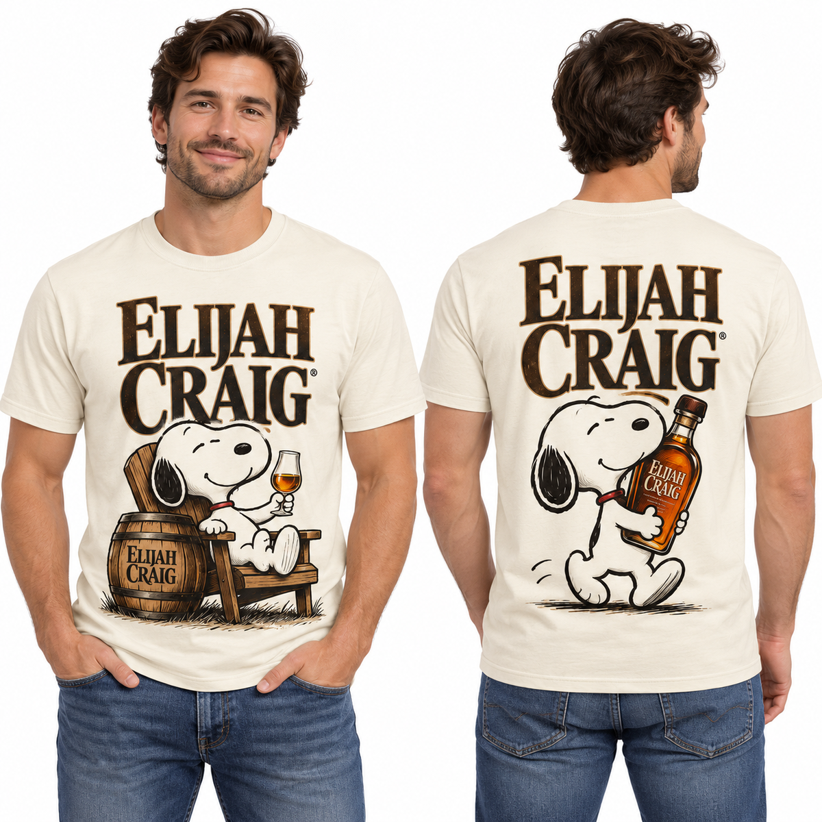 Snoopy Elijah Craig Bourbon Barrel 3D Shirt for Whiskey Fans Who Appreciate Vintage Style 2