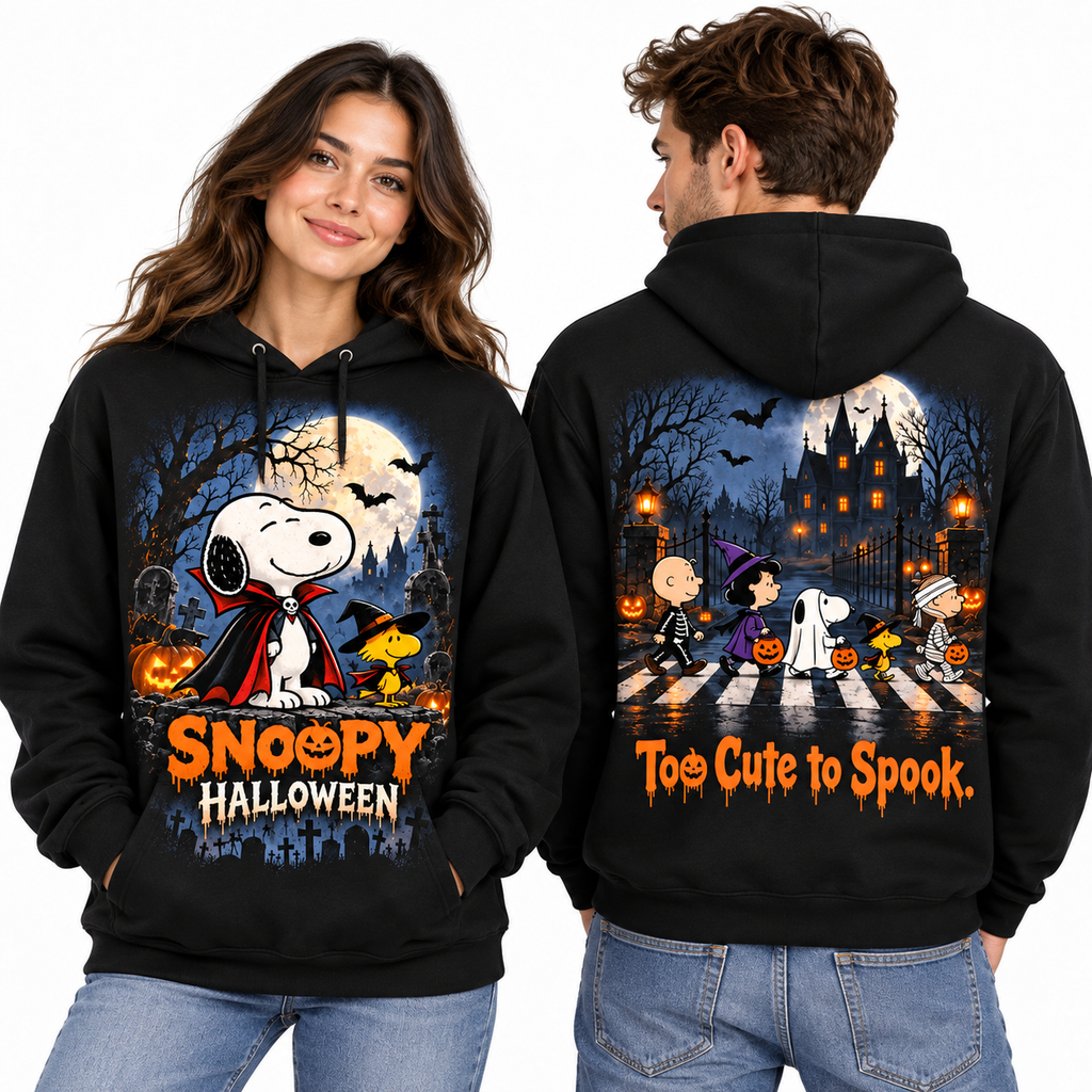 Snoopy Halloween Woodstock Pumpkins Too Cute To Spook Hoodie for Cute Halloween Fans NDN 2