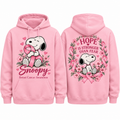 Snoopy Hearts Breast Cancer Awareness Hope Is Stronger Than Fear Hoodie for Pink Awareness Fans NDN 1