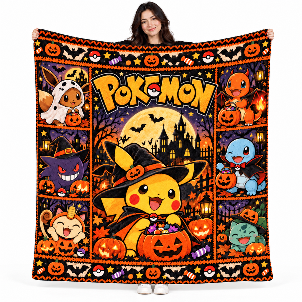 Snoopy Red Doghouse Orange Moon Fleece Blanket For Cozy Peanuts Halloween Nights NDN 1