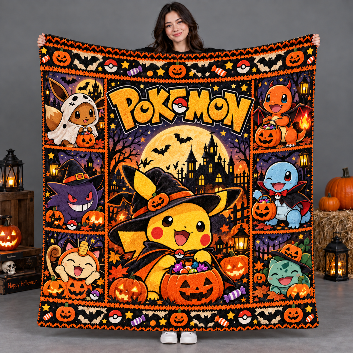 Snoopy Red Doghouse Orange Moon Fleece Blanket For Cozy Peanuts Halloween Nights NDN 2