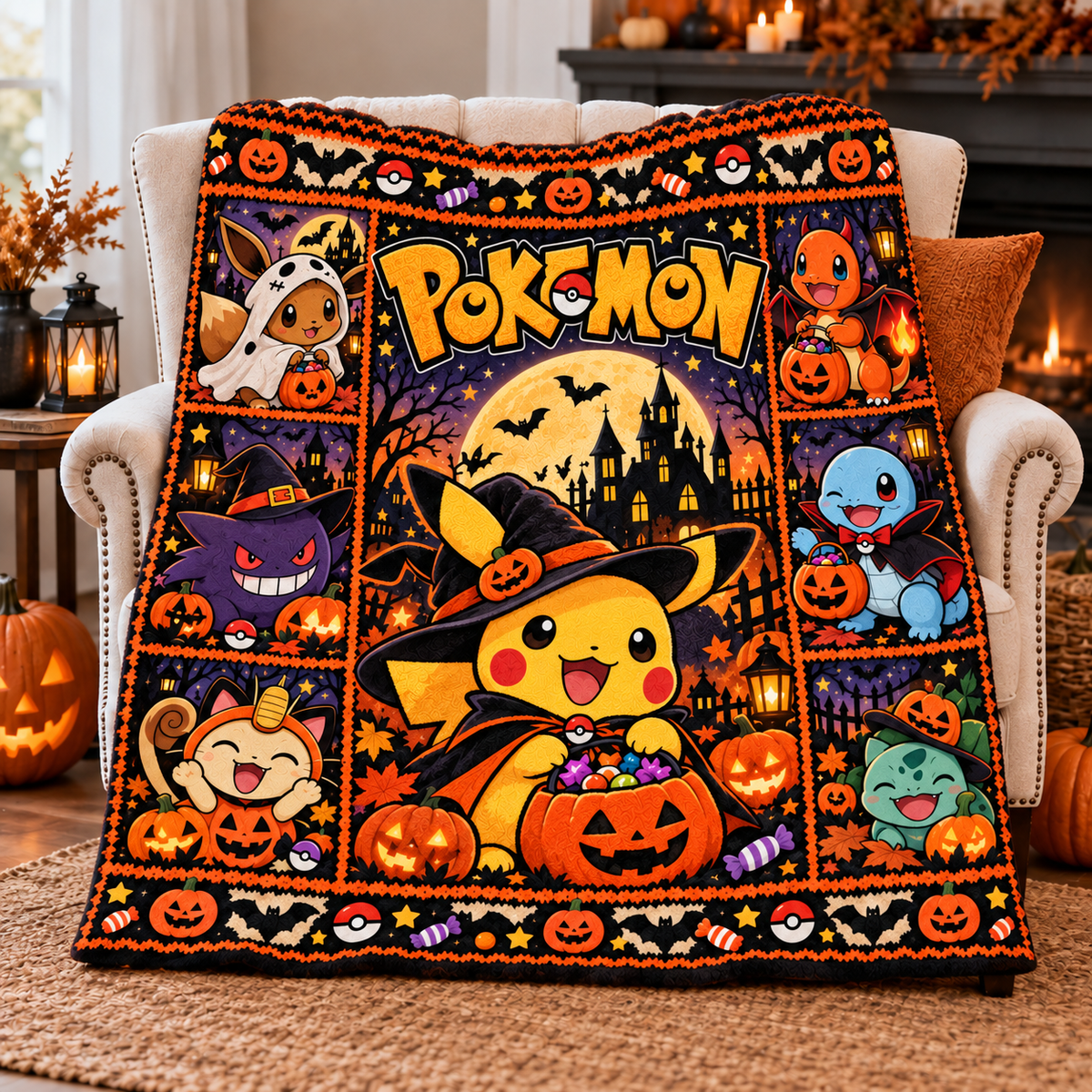 Snoopy Red Doghouse Orange Moon Fleece Blanket For Cozy Peanuts Halloween Nights NDN 3