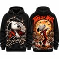 Snoopy Skeleton Guitar Thriller Night Graveyard Woodstock Hoodie for Halloween Cartoon Fans NDN 1