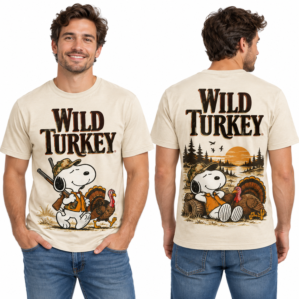 Snoopy Wild Turkey Autumn Barrel 3D Shirt for Whiskey Fans Who Love Woodland Americana 2